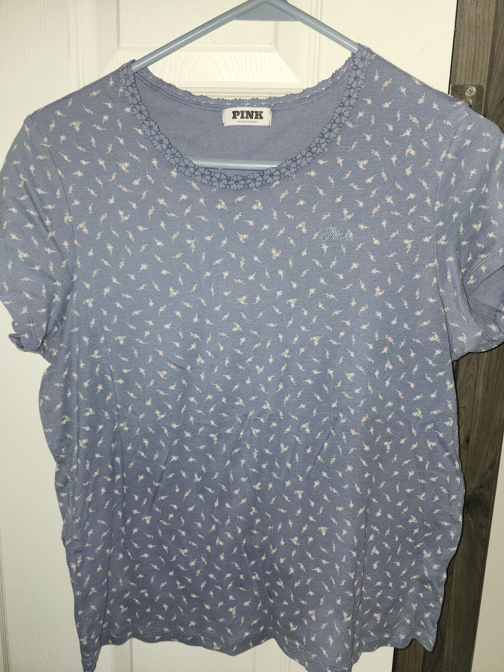 PINK Victoria's Secret Lavender Floral Short Sleeve Tee